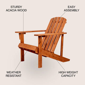 Westport Outdoor Patio Traditional Acacia Wood Adirondack Chair - JONATHAN Y